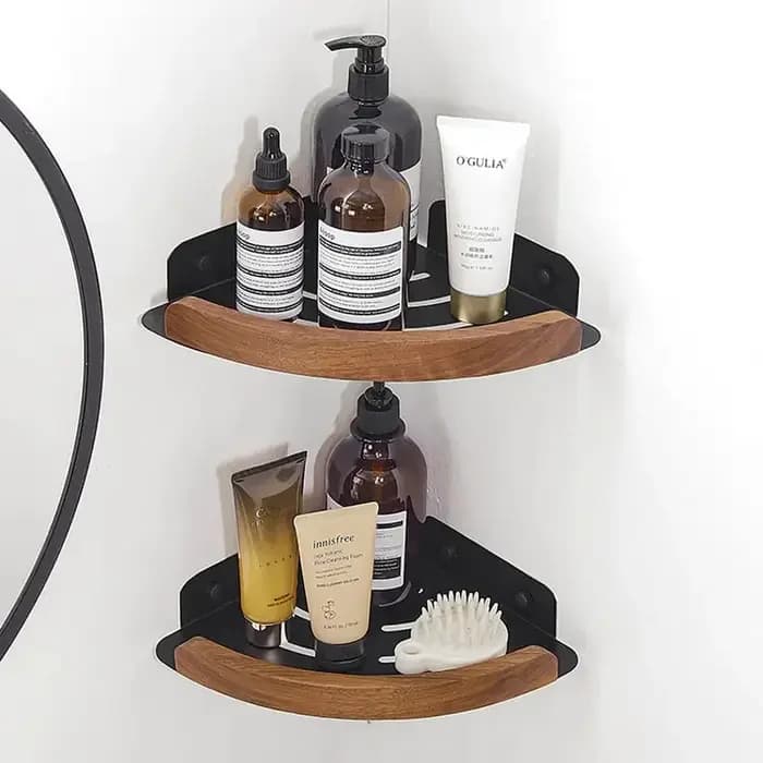 Ensemble d'étagères d'angle de salle de bain en bois