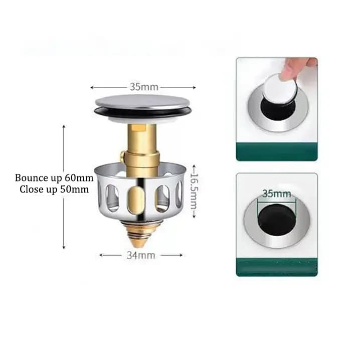 Drain de lavabo universel, Valve de filtre métallique, égouttoir Pop-up, bouchon de déchets, filtre