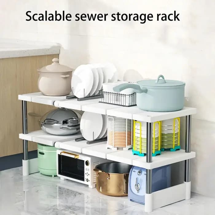 Étagère de rangement télescopique empilable multifonctionnelle