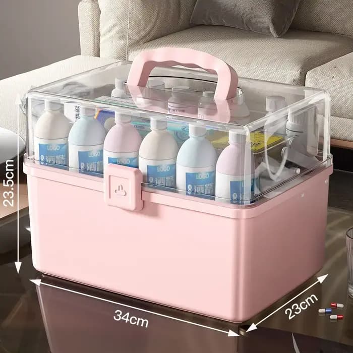 NOUVEAU Grand coffre de rangement domestique avec poignée, boîte à médicaments, boîte de rangement multicouche anti-humidité et anti-poussière pour l'épicerie, rangement domestique