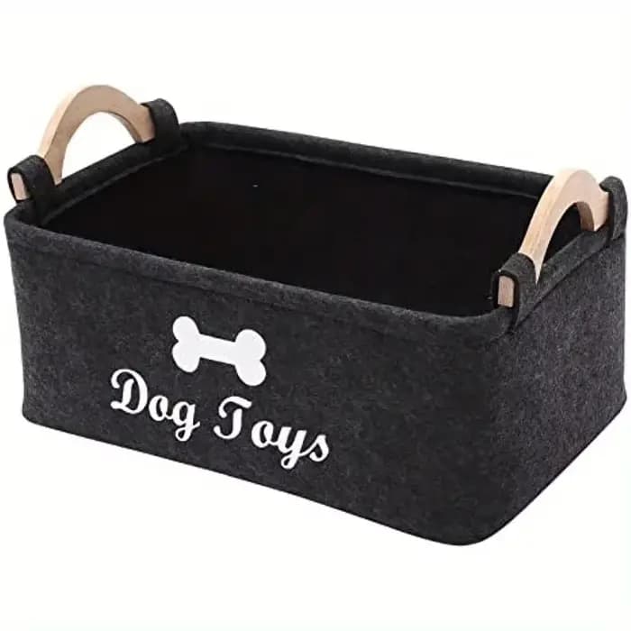 Boîte de rangement en feutre pour jouets pour chiens de compagnie