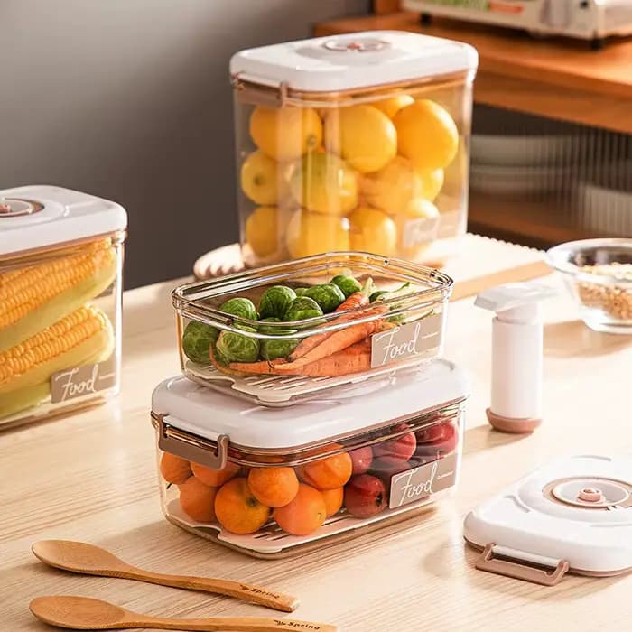Récipient de Stockage Transparent avec Pompe à Vide