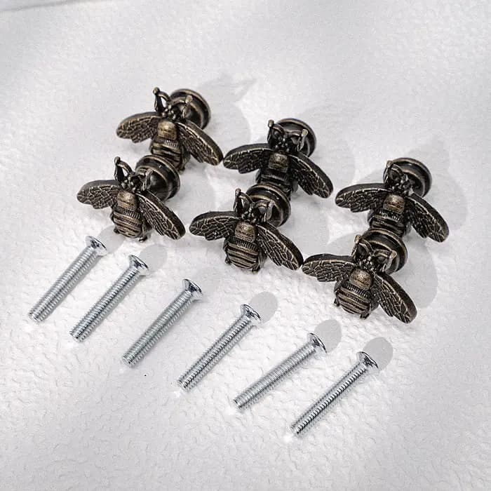 Paquet de 6 poignées en métal rétro pour tiroir d'armoire à bijoux en forme d'abeille