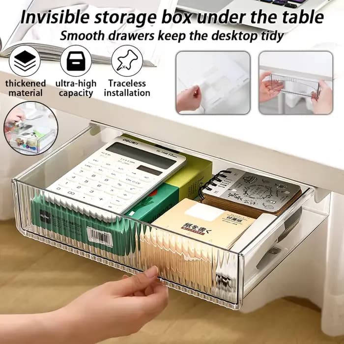 Nouvelle boîte de rangement dissimulée avec trous perforés sous le bureau