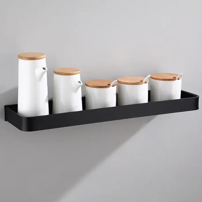 Étagère murale de salle de bain en aluminium noir