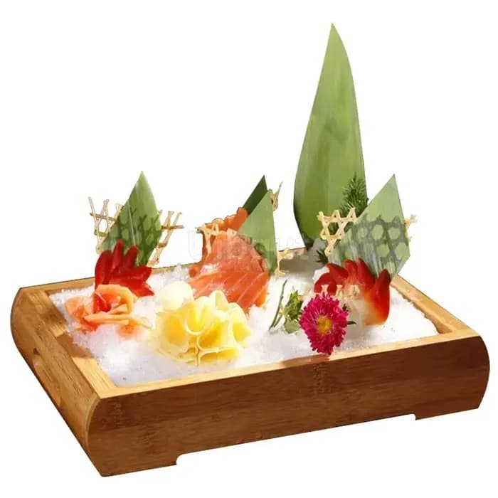Boîte à sushi sashimi en bois avec couvercle