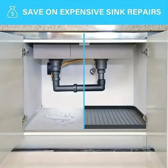 Polymères durables sous évier, doublure d'égouttement étanche pour armoires de cuisine, solution de rangement facile à nettoyer