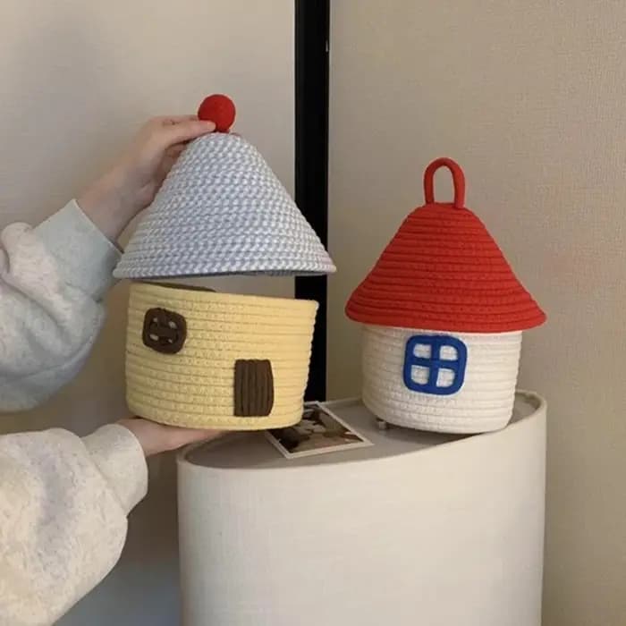 Mir de rangement tissé en fil de coton de style bohème
