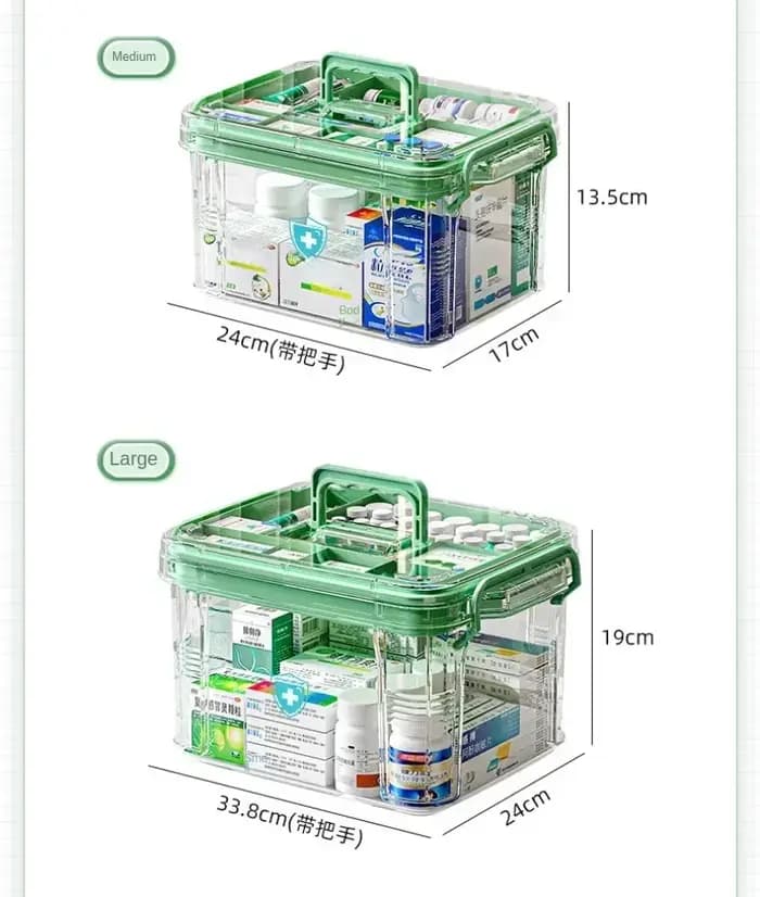 Grande boîte à médicaments transparente à double couche
