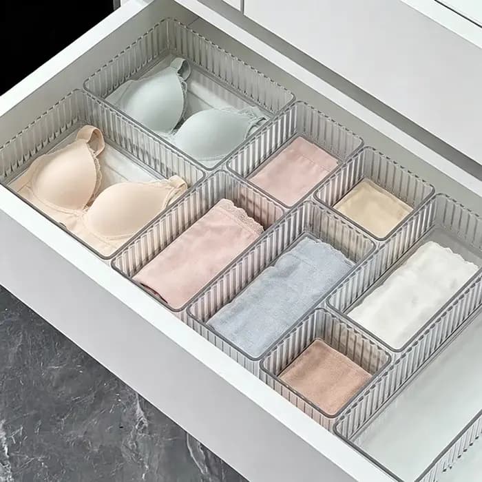 Plateaux de rangement modulaires transparents pour maquillage