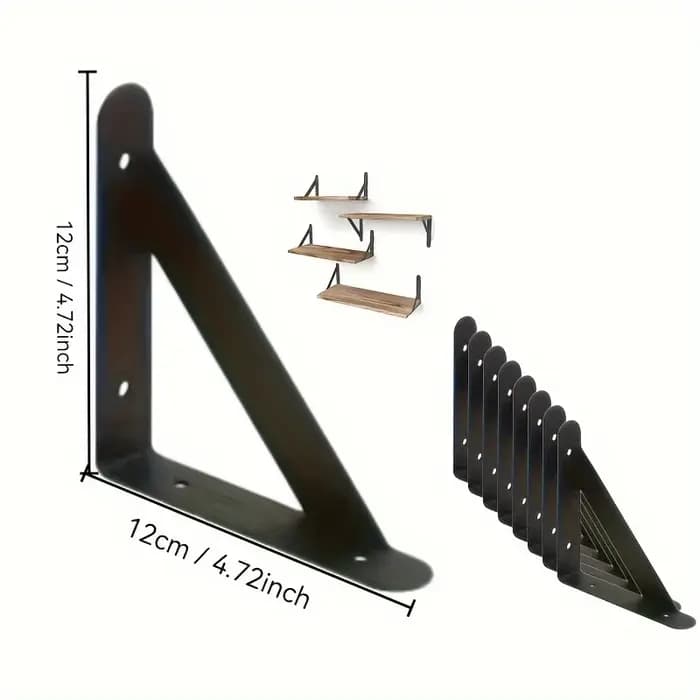 Supports d'étagère triangulaires en métal noir