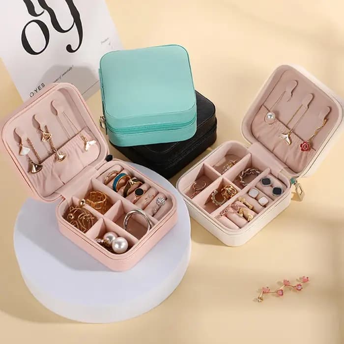 Mini boîte de rangement de bijoux portable pour femmes