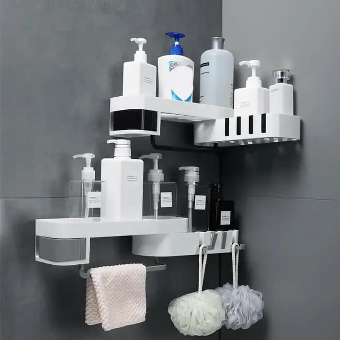 Étagère de rangement d'angle de cuisine de salle de bains en plastique pratique, organisateur étagèr