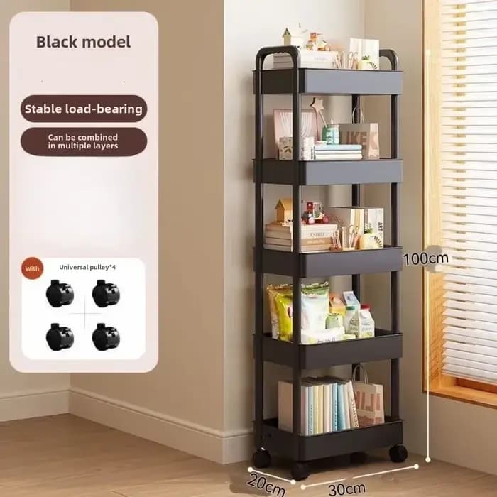 Chariot de rangement roulant multifonctionnel avec étagère ouverte