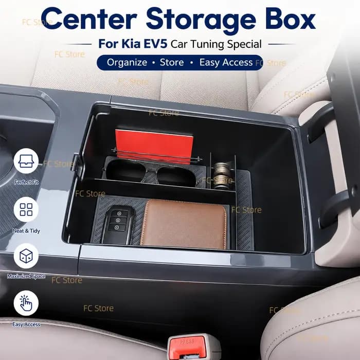 Boîte de rangement pour accoudoir central Kia EV5, organiseur de console centrale Kia, boîte de rangement, support de rangement, accessoires, pièces de rechange