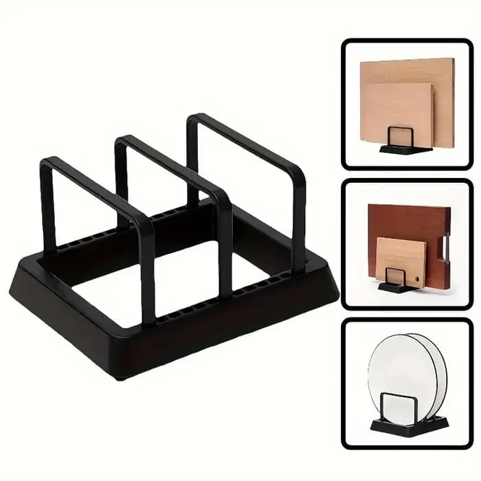 Support organisateur de cuisine 3 en 1: plateau de rangement de séchage peu encombrant pour casseroles