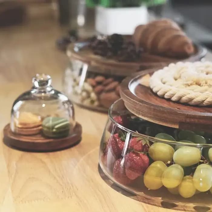 Stockage Créatif des citrouille en Verre avec Couvercle en Bois