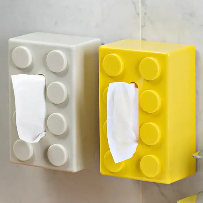 Boîte à mouchoirs créative, bloc de construction de dessin animé, boîte à mouchoirs avec une valeur esthétique élevée pour serviettes domestiques, boîte de rangement à tiroir en papier