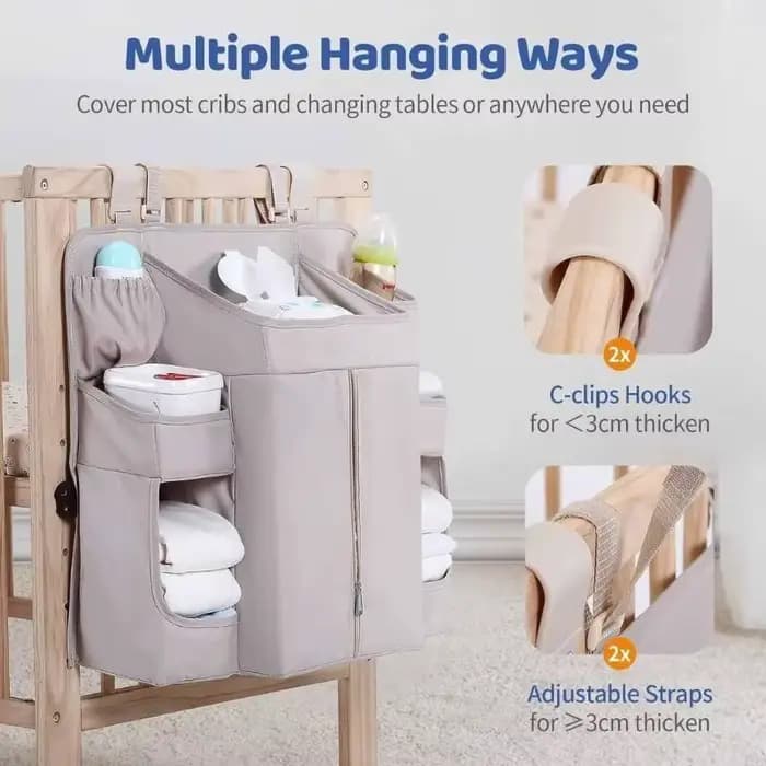Rangement lit pour bébé moderne multiple conception poche sangles réglables organisateurs tissu doux A2ub