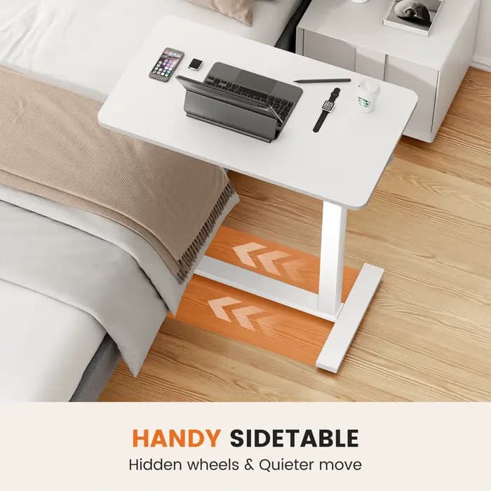 JHK – Table de chevet avec roulettes cachées, hauteur réglable, pour usage domestique, ordinateur po