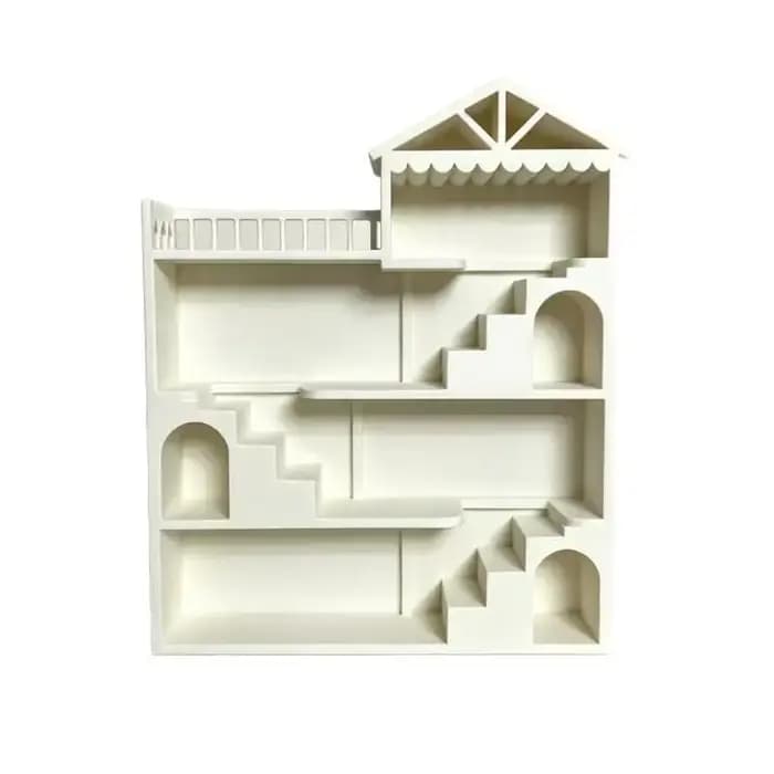 1 pièce Étagère de présentation blanche à plusieurs niveaux avec balcon pour villa miniature, organisateur à plusieurs niveaux, accessoire de décoration pour mini-maison