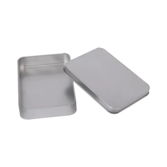 Boîte de rangement rectangulaire en métal argent noir pour cartes de jeu, étui pour cartes à collect