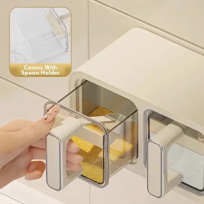 Boîte de rangement d'assaisonnement de cuisine Non perforée avec cuillère