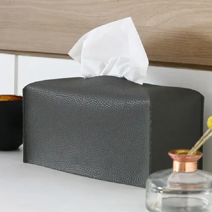 Couvercle de boîte à mouchoirs en cuir PU