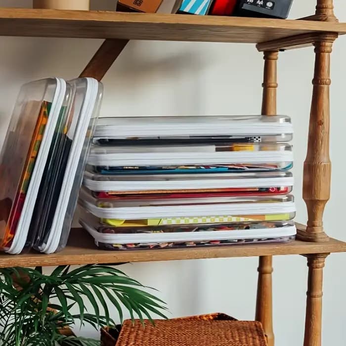 1 boîte de rangement rigide transparente avec fermeture à glissière - Organisateur de jeux de société en plastique