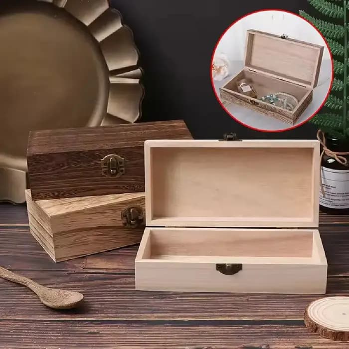 Boîte de rangement rectangulaire rétro en bois
