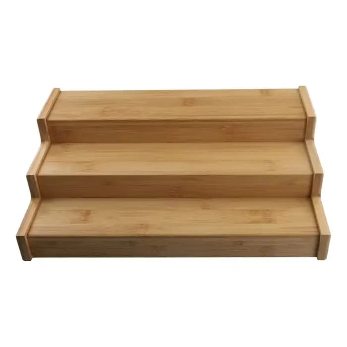 Étagère à Épices en Bois Massif à 3 Niveaux, Organisateur de Condiments Multi-Niveaux Gain de Place,