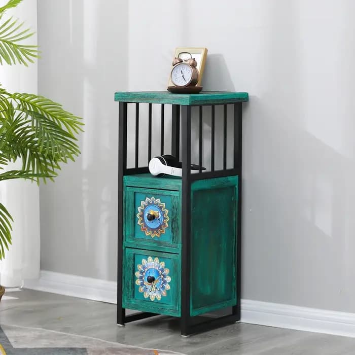 Armoire de rangement américaine Vintage à poitrine étroite en bois massif