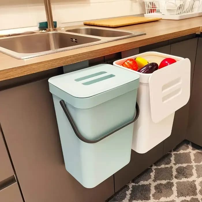 Poubelle peu encombrante à fermeture silencieuse-3/5L, poubelle scellée écologique pour la cuisine et le bureau, aucune électricité nécessaire
