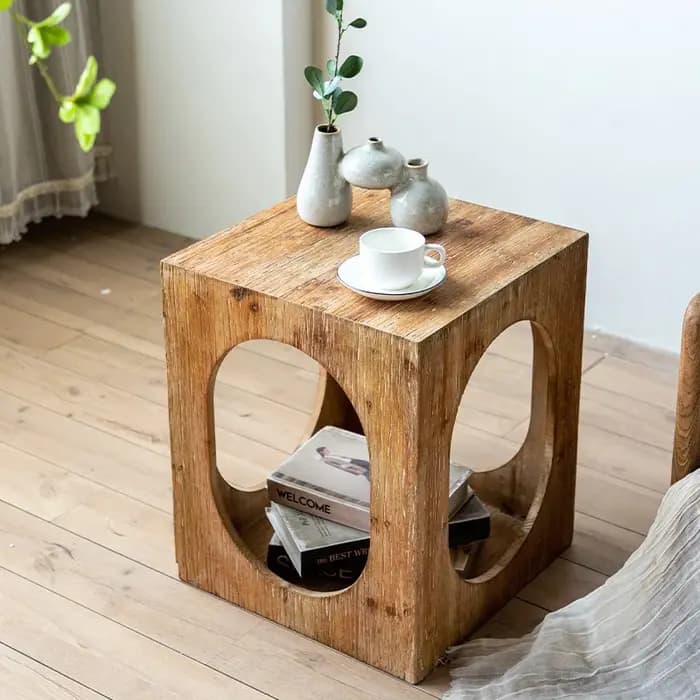Table basse en bois, Table d'appoint de rangement Vintage