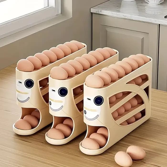 Conteneur de stockage d'œufs roulant à 3 niveaux pour réfrigérateur