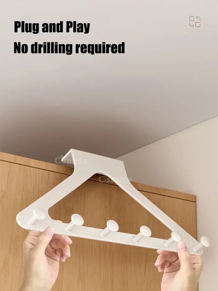 Porte-manteau d'angle triangulaire à suspendre sur la porte pour armoire