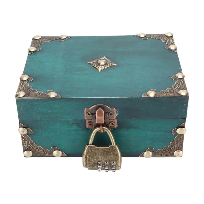 Boîte de rangement à bijoux en bois avec serrure
