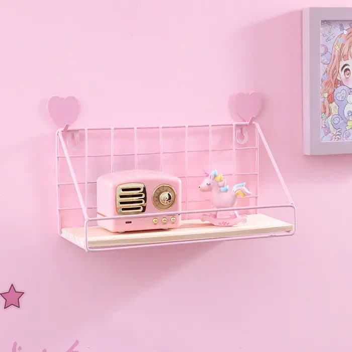 Étagères murales roses sans perforation pour chambre à coucher