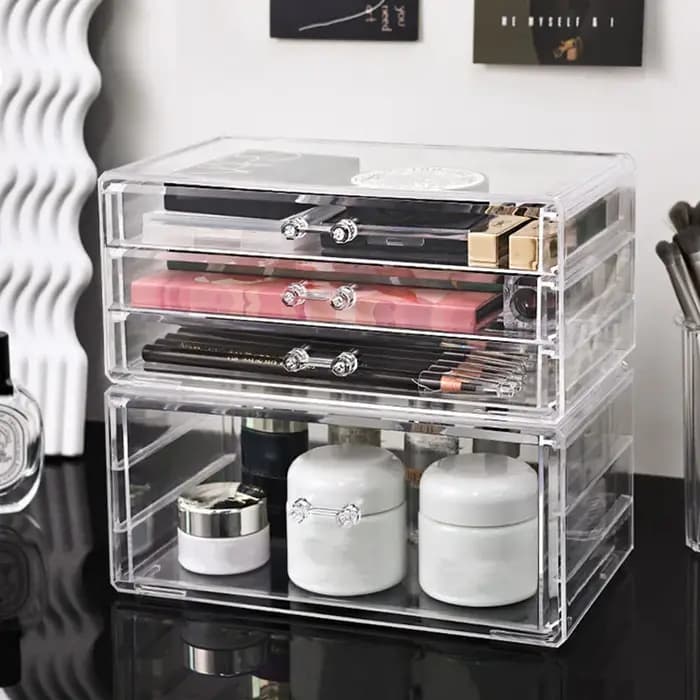 Boîte de rangement transparente en acrylique pour cosmétiques