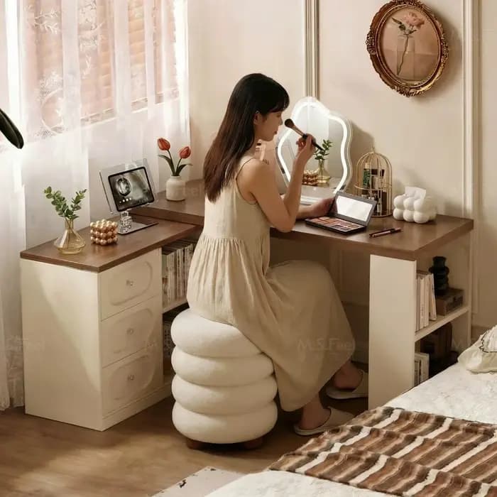 Coiffeuse d'angle en bois avec tiroirs pour chambre à coucher, meuble de rangement pour maquillage, mobilier domestique