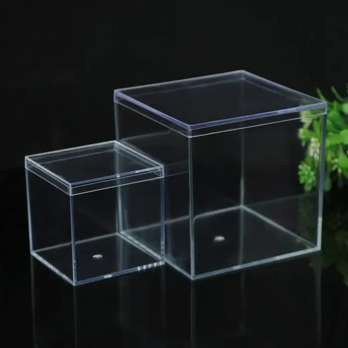 Boîte de rangement ronde et carrée en plastique transparent