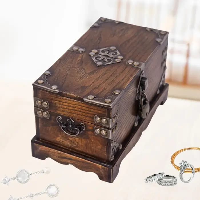 Boîte de rangement en bois, conteneur de souvenirs rétro en bois, décoratif réutilisable, coffre au