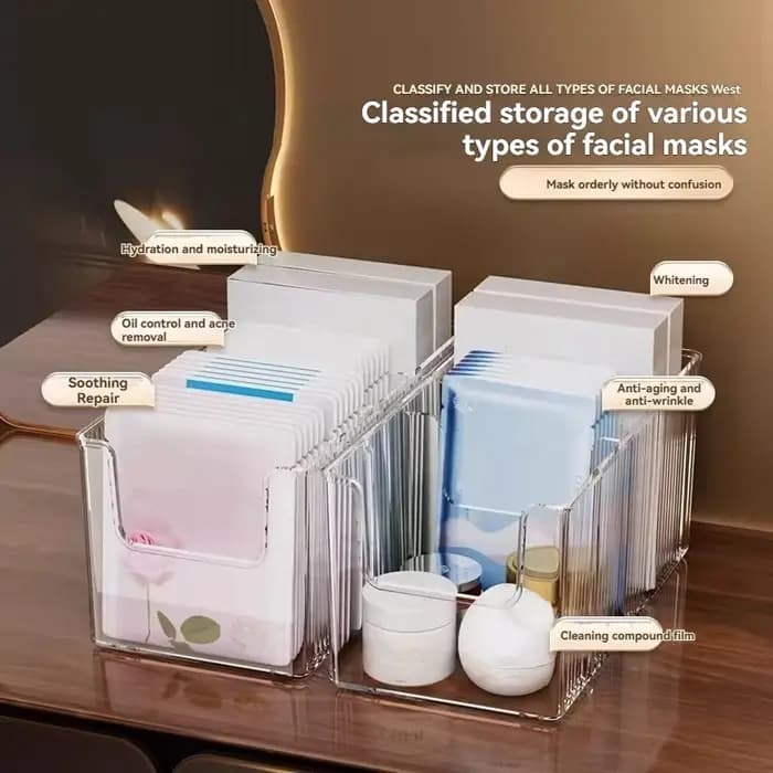 Boîte de rangement de bureau en acrylique transparent, 1 pièce, boîte de rangement rectangulaire à 4 compartiments pour cosmétiques, boîte de rangement simple