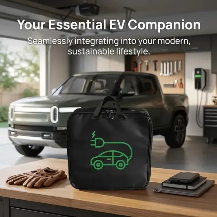 Sac de rangement pour câble de chargeur de voiture, sac pour câble de charge de véhicule électrique, organisateur de coffre de voiture, sac étanche pour câble de chargeur avec poignée