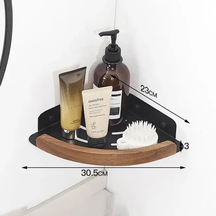 Ensemble d'étagères d'angle de salle de bain en bois, étagère de douche, étagère de bain murale en b