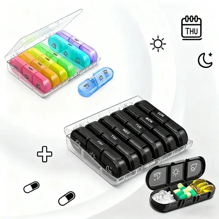 Pilulier 7 jours organisateur 21 grilles 3 fois un jour Portable voyage avec grands compartiments pour vitamines médecine huiles de poisson