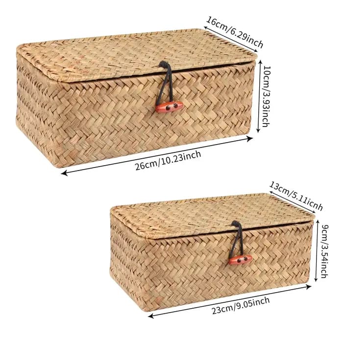 Mir rectangulaire en rotin tissé avec couvercle