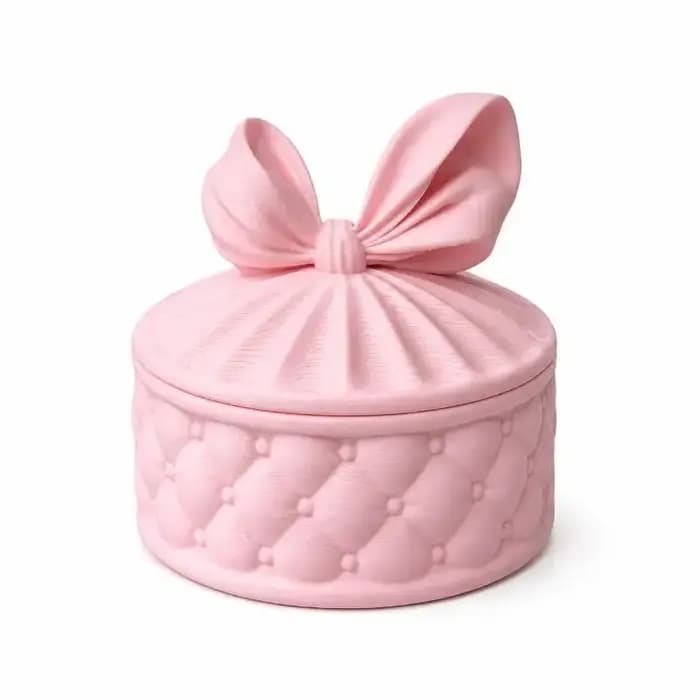 Boîte de rangement pour bijoux de style girly avec nœud, boîte à bijoux ronde anti-poussière, excellent cadeau de décoration de bureau, convient aux filles.