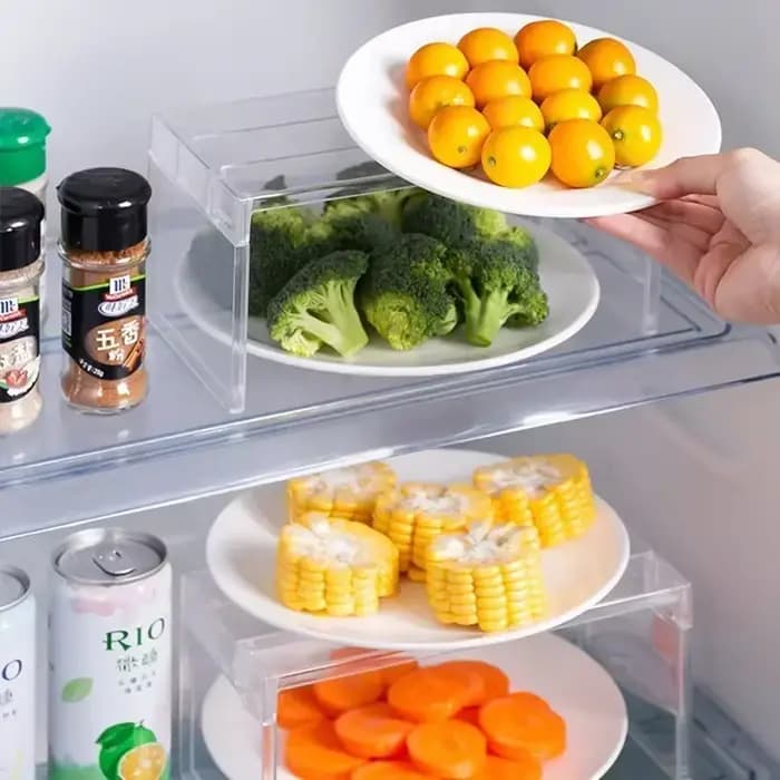 Étagère de rangement transparente pour réfrigérateur