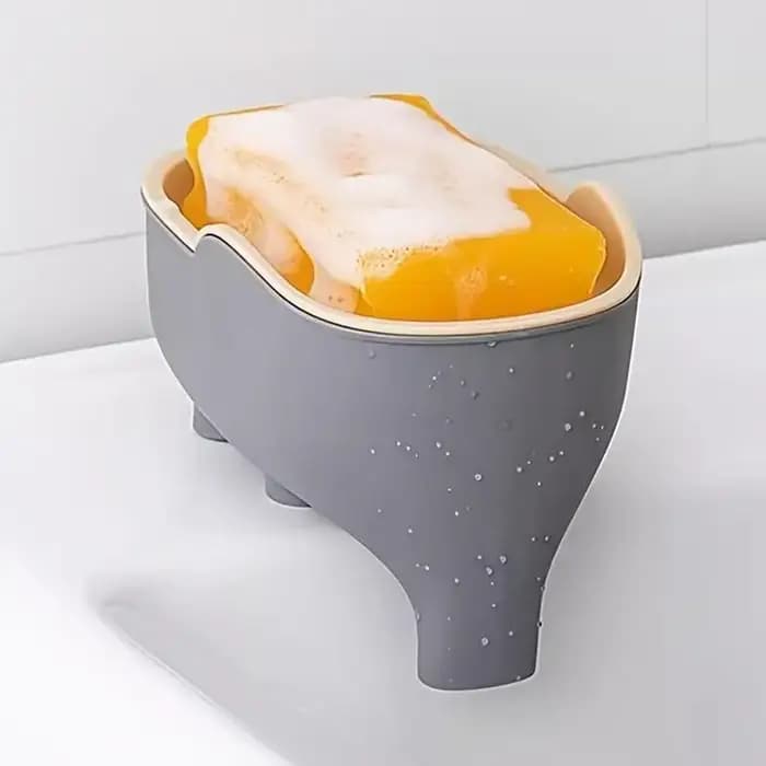Boîte à savon double couche en forme d'éléphant